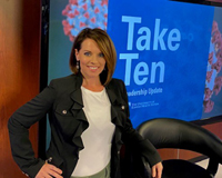 Jessica Lovell, Multi-media Journalist, Medical News Network, on the set of "Take Ten."