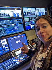 Maggie Blair, technical director extraordinaire, at the controls at Medical News Network.